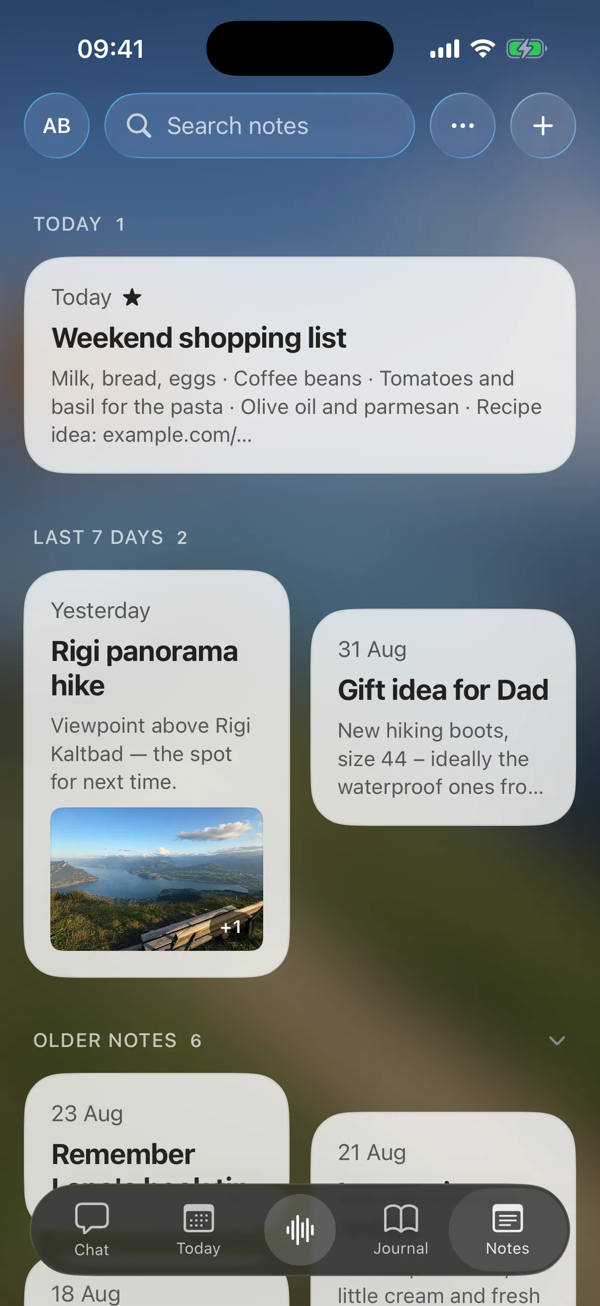 Tars iOS app — notes with photos