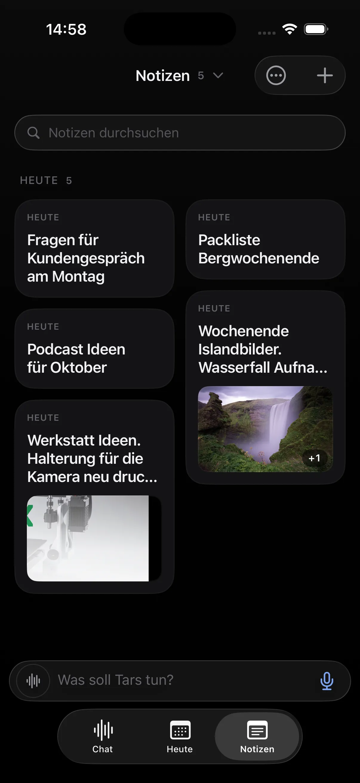 Tars iOS app — notes with photos